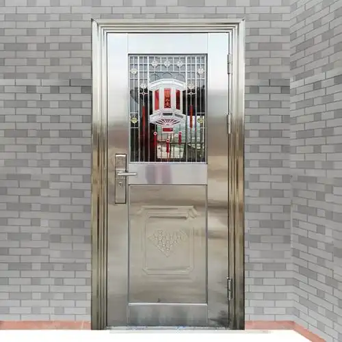 304不锈钢门单门 不锈钢防盗门出租房农村玻璃双开门室外进户大门