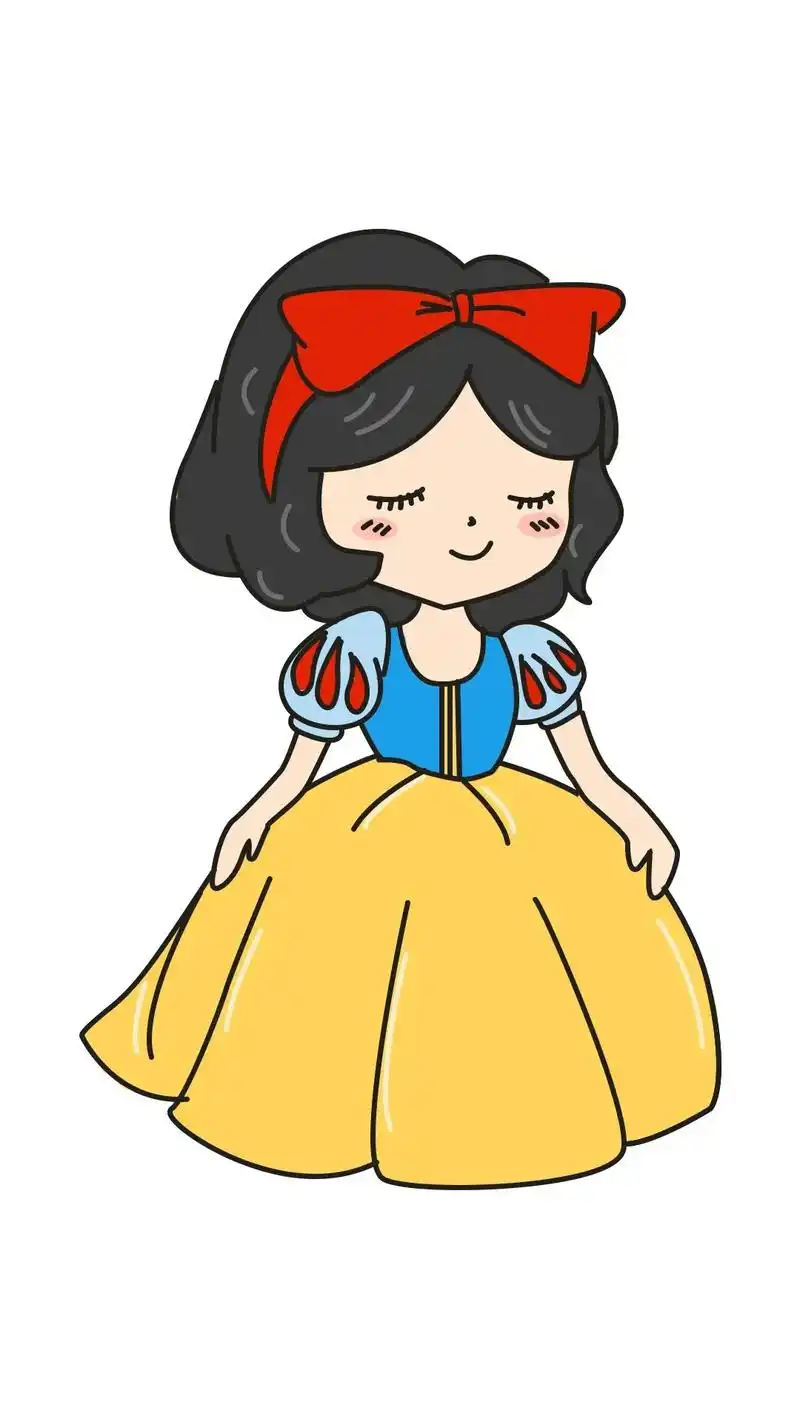 怎么画白雪公主简笔画.#白雪公主 #简笔画 #儿童画 #启蒙 - 抖音