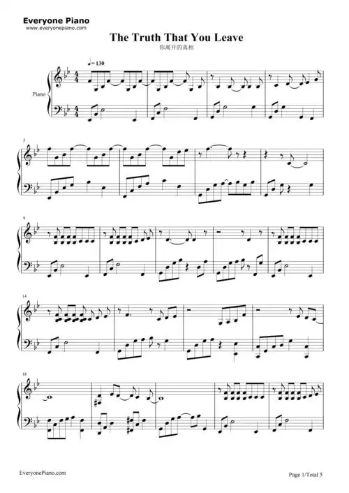你离开的真相-the truth that you leave五线谱预览1-钢琴谱文件