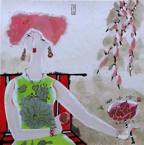 中国意象工笔重彩著名画家曹娜作品欣赏