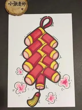 儿童简笔画鞭炮的画法