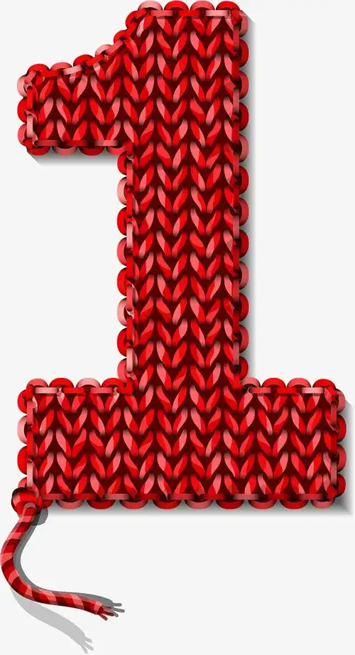 红色编织毛线数字1