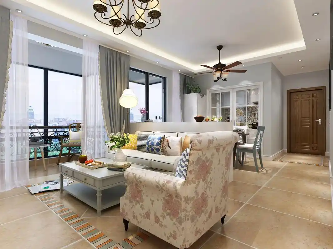 这样的美式田园风格,你喜欢吗?#图文伙伴计划 客餐厅铺贴仿古 - 抖音