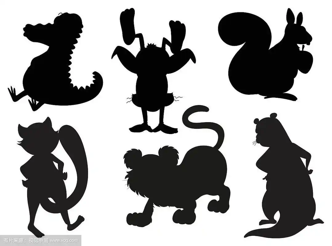 灰色和黑色的动物剪影