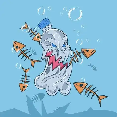 海洋塑料污染简笔画