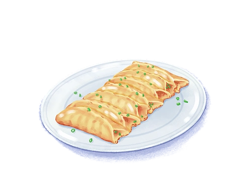 板绘元素-华东美食上海锅贴手绘特色小吃