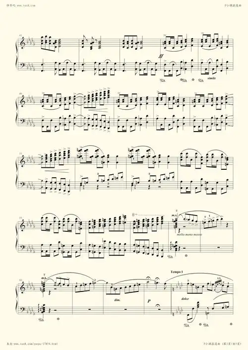 钢琴谱 - 浪漫曲(柴可夫斯基,官方校正版)