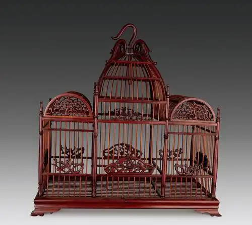 1696民国红木长方鸟笼