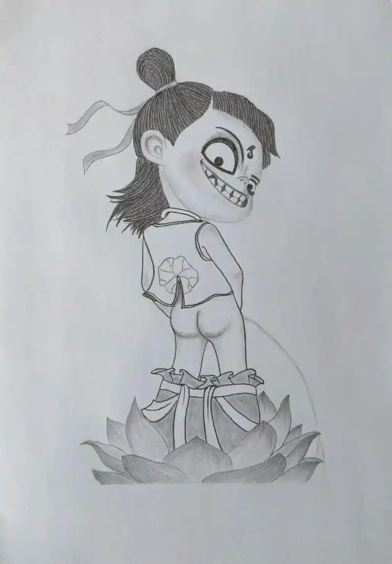 快乐小哪吒… #哪吒之魔童降世 #动漫人物 #铅笔画 #步骤 - 抖音