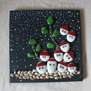 立体石头鹅卵石拼画客厅装饰背景墙画创意礼品特价包邮