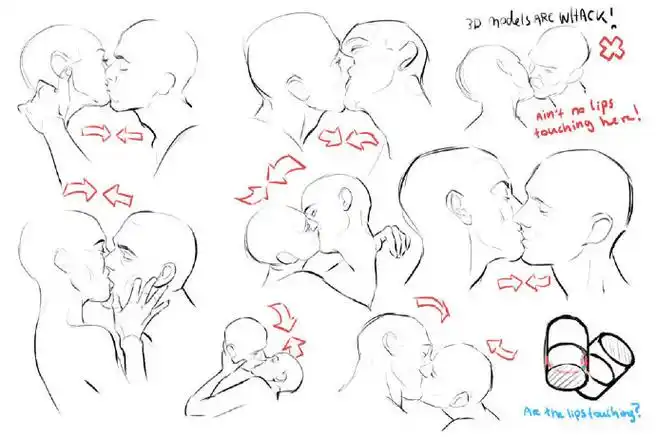 绘画教程#一组亲吻的动态参考