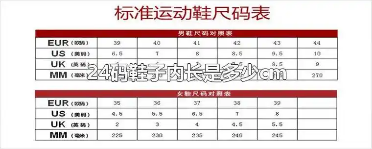 24码鞋子内长是多少cm