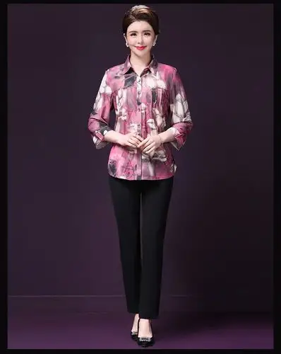 麦子熟了 中老年女装妈妈装40-50岁女式衬衫中老年女衬衫奶奶装上衣