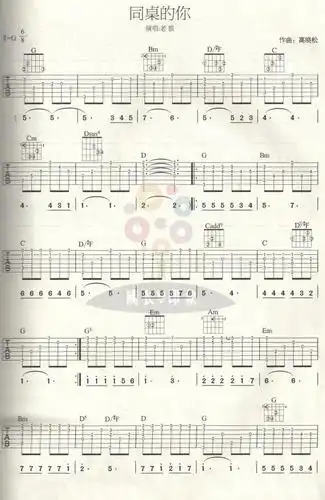民谣经典不得不练!g调《同桌的你》指弹吉他谱分享!