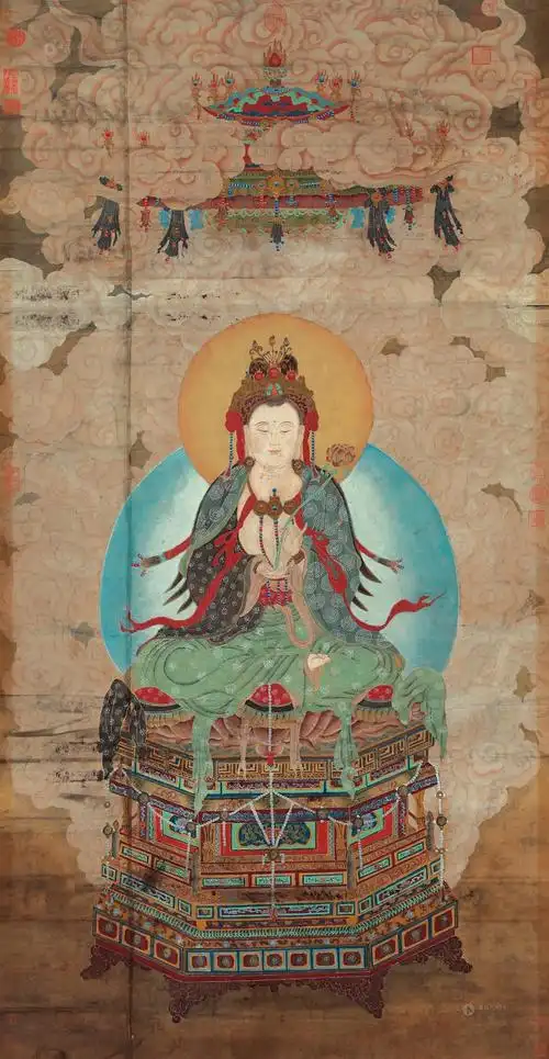 0707 清 观音像 镜心 绢本设色