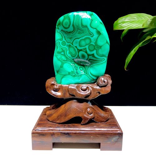 天然图案精品孔雀石原石奇石玉石摆件