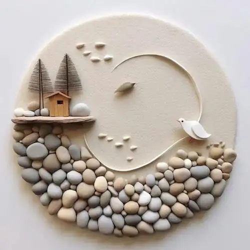 石子画|简单石子创造美!拼装可以创造无限可能～#装饰画