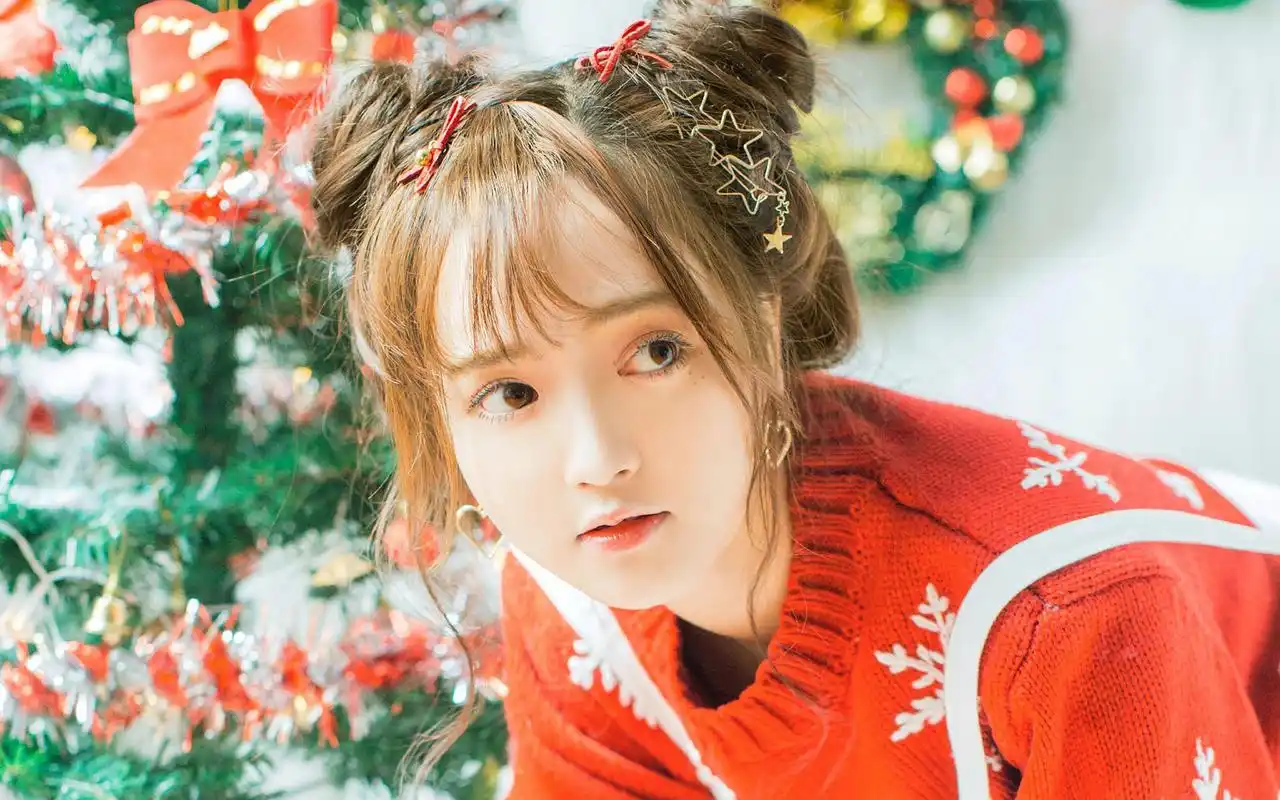 清纯可爱的少女圣诞主题写真图片桌面壁纸