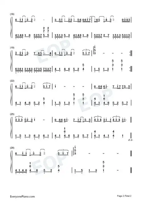 勇气-简单版双手简谱预览2