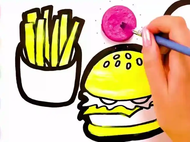 简笔画之画薯条汉堡冰淇淋