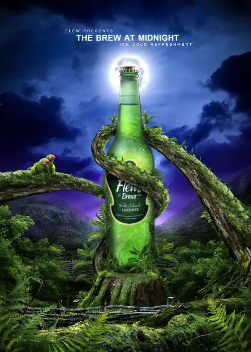 啤酒广告海报合成设计