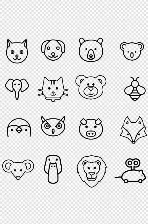 立即下载线条豹线描勾线动物头像素材立即下载动物头像简笔画卡通动物