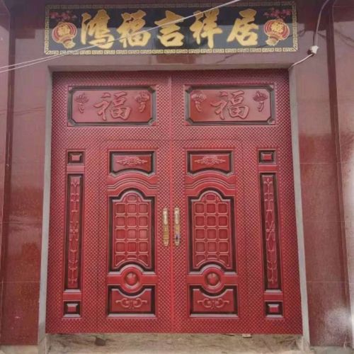 农村大铁门烤漆铁门庭院大门双开门仿铜拉丝大门进院大门乡村大门 每