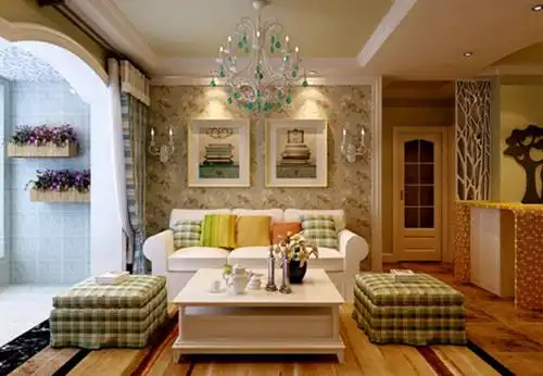 大气简约的韩式田园风格客厅装修案例,贵阳装修设计客厅装修效果图