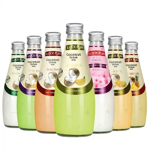 泰国进口乐可芬椰果椰汁290ml瓶瓶网红椰奶lockfun椰子汁饮料新货