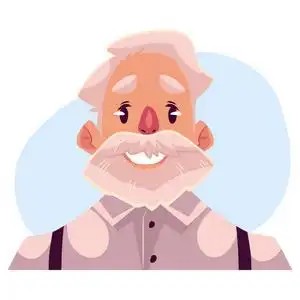 样式胡子老式旧刮胡子男性面部胡须孤立的发型图胖子老头卡通设计图标