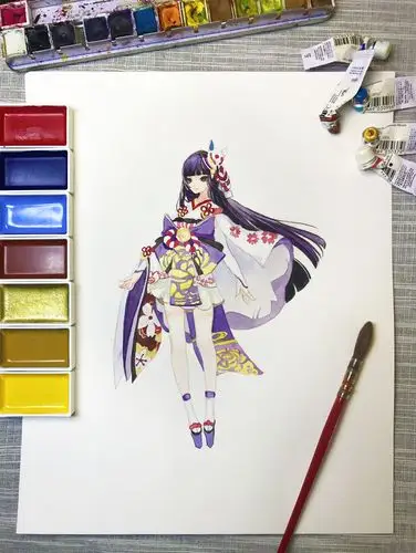 水彩手绘--阴阳师 雪女|纯艺术|绘画|蒲之未落_原创作品-站酷zcool