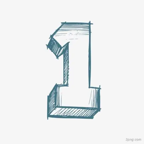 手绘数字1png素材透明免抠图片装饰效果