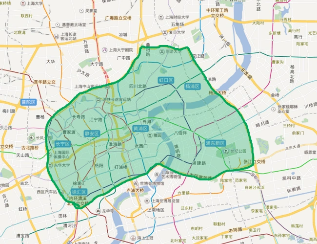 先看下上海内环内的示意图
