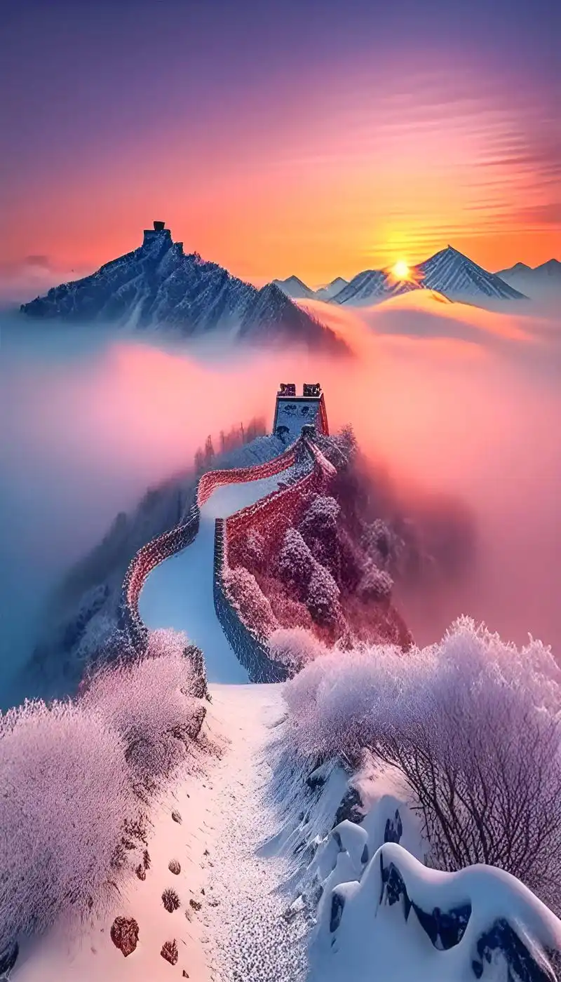 长城日出,云海翻滚,惊叹也 - 抖音