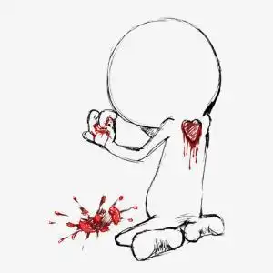 简笔画流血的心的简笔画跪着哭泣的小人简笔画简笔画生病的小人怎么画