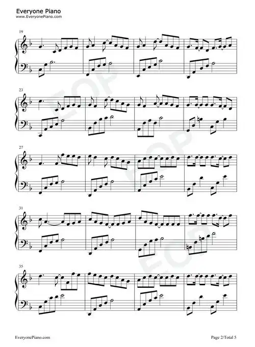 富士山下-简单好听版五线谱预览2-钢琴谱文件(五线谱,双手简谱,数字谱