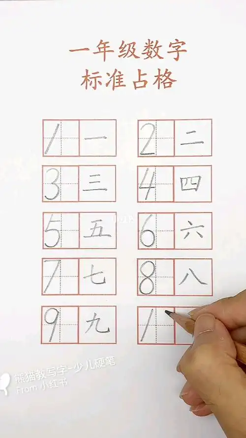 一年级数字的标准占格赶快学习教孩子吧