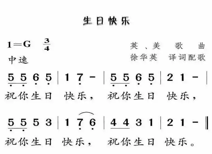 快乐》流行音乐简谱生日快乐歌简谱祝你生日快乐简谱乐谱图片内容是
