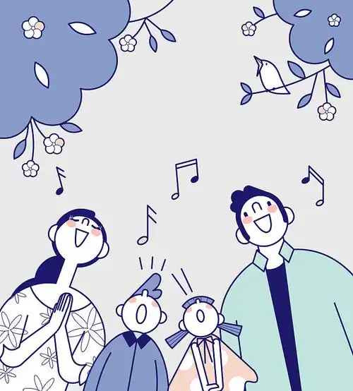 清爽家庭一家四口唱歌图片下载