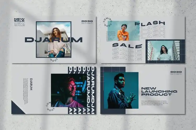 潮流摄影作品集图文排版设计keynote模版 djarum keynote template