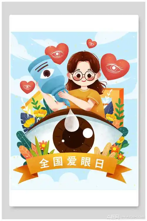 全国爱眼日护眼爱眼日插画素材