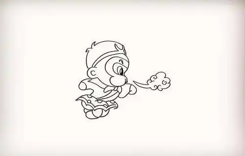 猪八戒踩着筋斗云简笔画