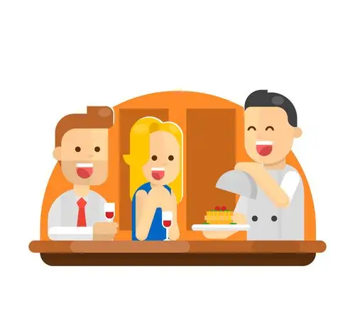 创意餐馆用餐的情侣矢量素材