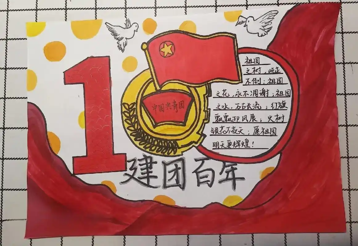 红色手抄报 建团/红旗飘飘手抄报