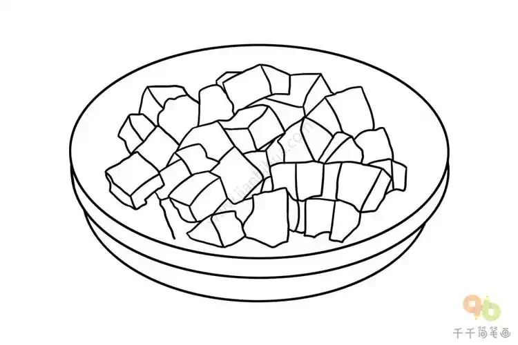 河北定州传统小吃驴肉焖子简笔画