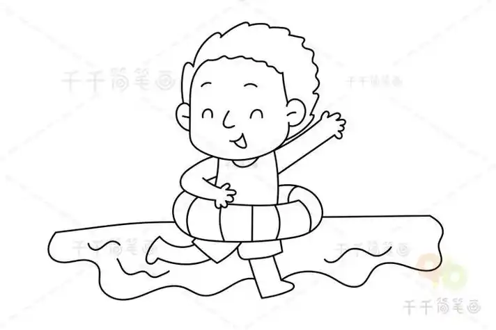 炎热的夏天游泳的小男孩简笔画公主人物简笔画