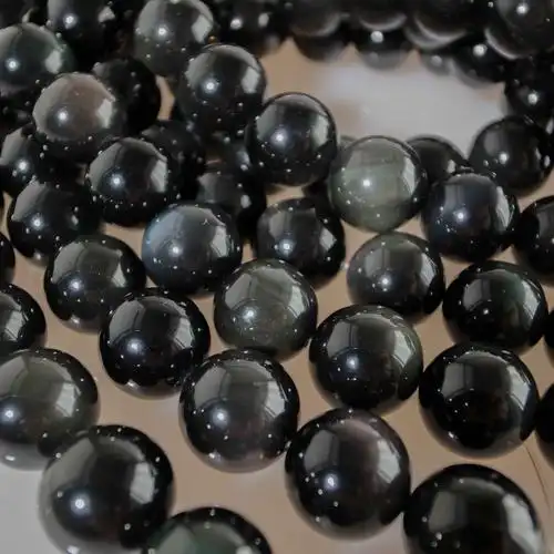 名称:天然黑曜石圆珠串16mm