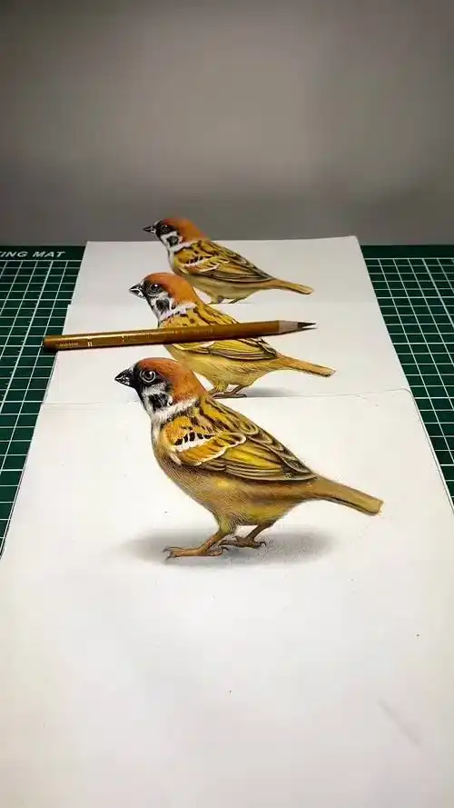 三小只一起出镜3d立体画 立体画 直播 创作灵感 彩铅手绘-教育视频