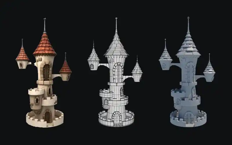 【maya场景建模】超简单的城堡模型制作,3d场景建模案例讲解