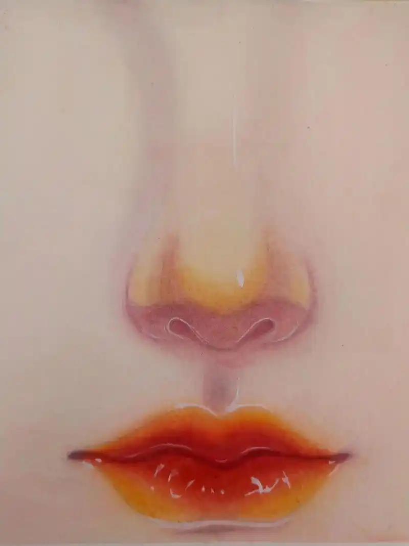 纯手绘 古风线稿上色练习 嘴巴 鼻子@静兮水彩  - 抖音